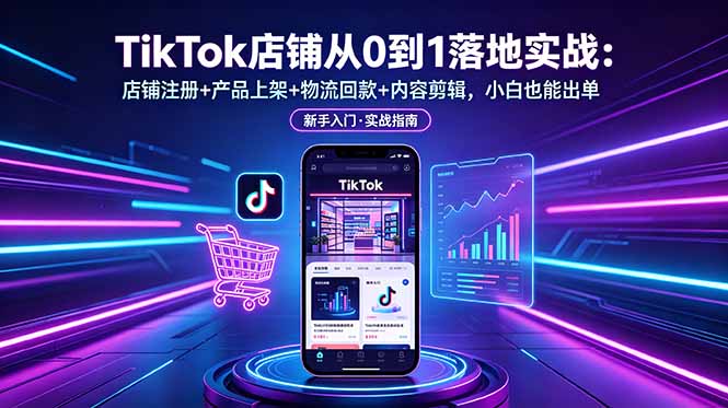 TikTok店铺从0到1落地实战：店铺注册+产品上架+物流回款+内容剪辑，小白也能出单-智富思维学堂