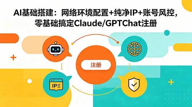 AI基础搭建：网络环境配置+纯净IP+账号风控，零基础搞定Claude/GPTChat注册-智富思维学堂