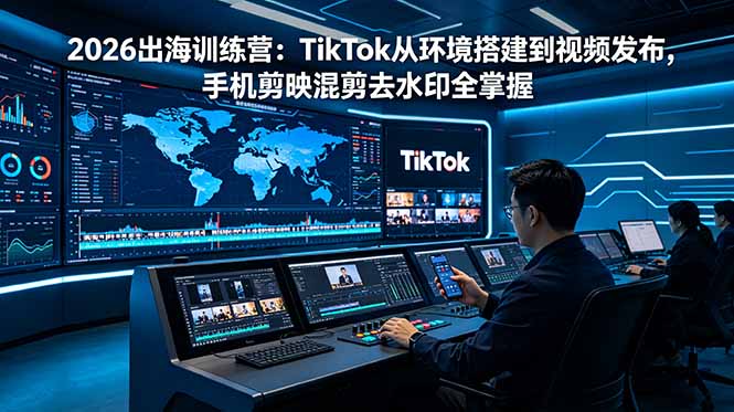 2026出海训练营：TikTok从环境搭建到视频发布，手机剪映混剪去水印全掌握-智富思维学堂