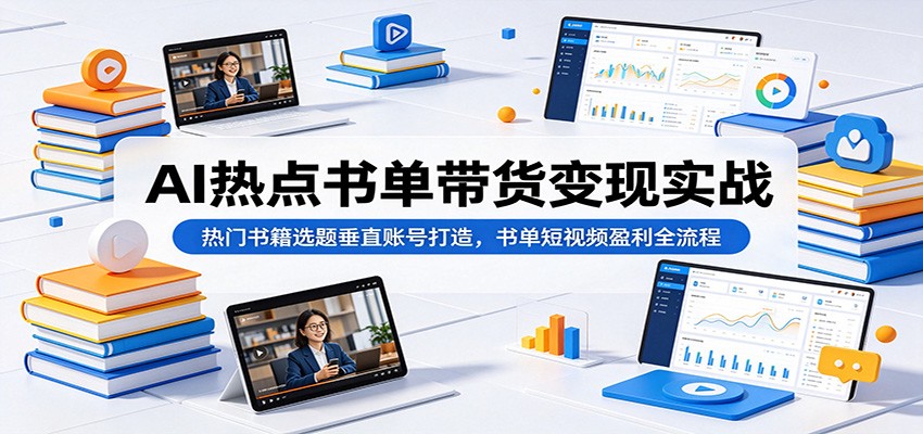 AI热点书单带货变现实战：热门书籍选题垂直账号打造，书单短视频盈利全流程-智富思维学堂