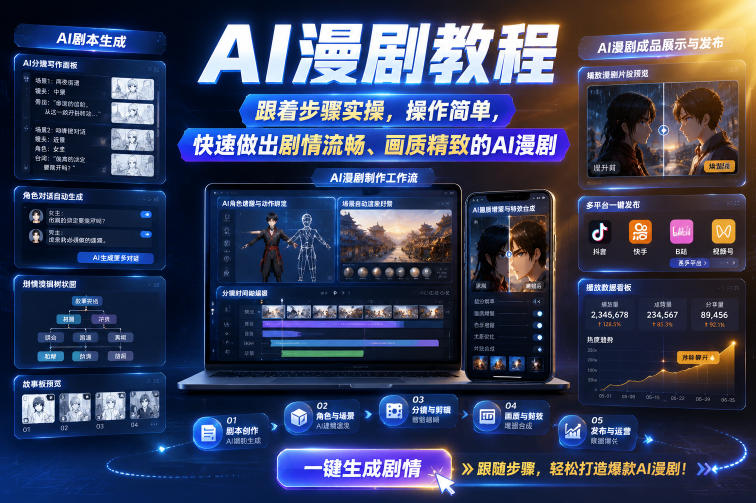 AI漫剧教程,跟着步骤实操,操作简单,快速做出剧情流畅、画质精致的AI漫剧-智富思维学堂