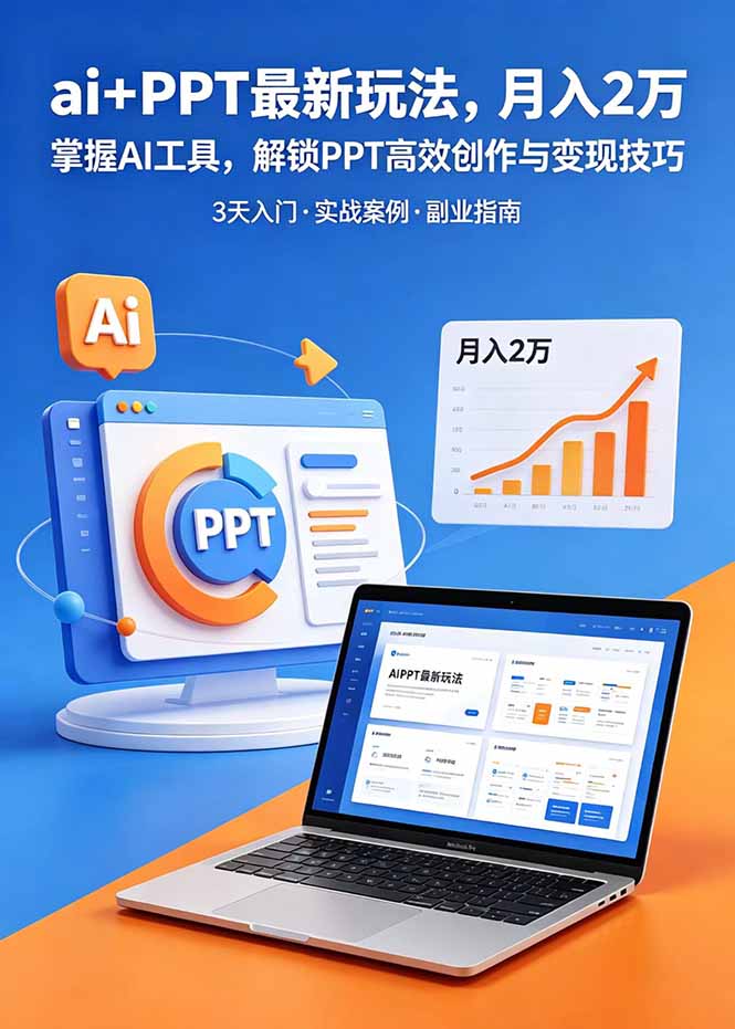ai+PPT最新玩法，月入2万掌握AI工具，解锁PPT高效创作与变现技巧3天入门，实战案例·副业指南-智富思维学堂