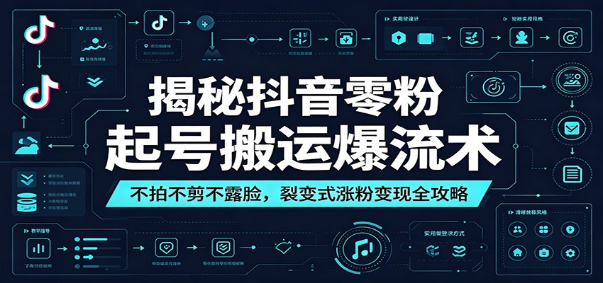 揭秘抖音零粉起号搬运爆流术：不拍不剪不露脸，裂变式涨粉变现全攻略-智富思维学堂