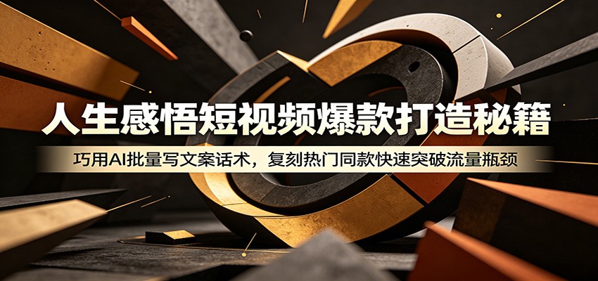 人生感悟短视频爆款打造秘籍：巧用A 批量写文案话术，复刻热门同款快速突破流量瓶颈-智富思维学堂