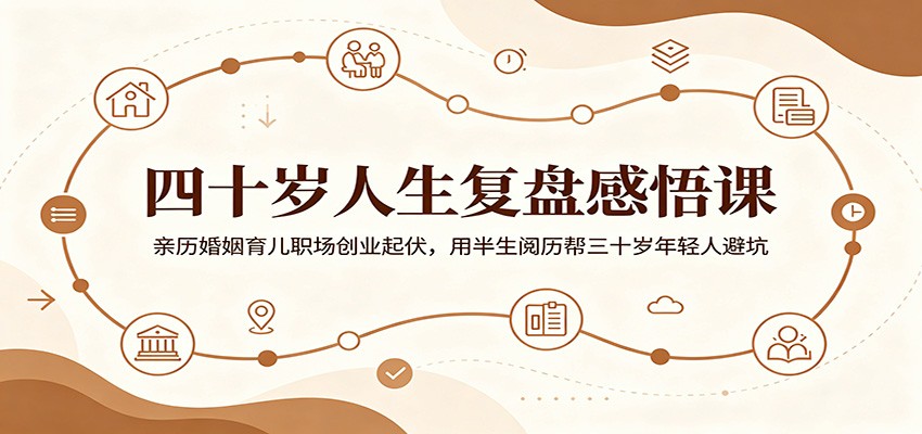四十岁人生复盘感悟课：亲历婚姻育儿职场创业起伏，用半生阅历帮三十岁年轻人避坑-智富思维学堂