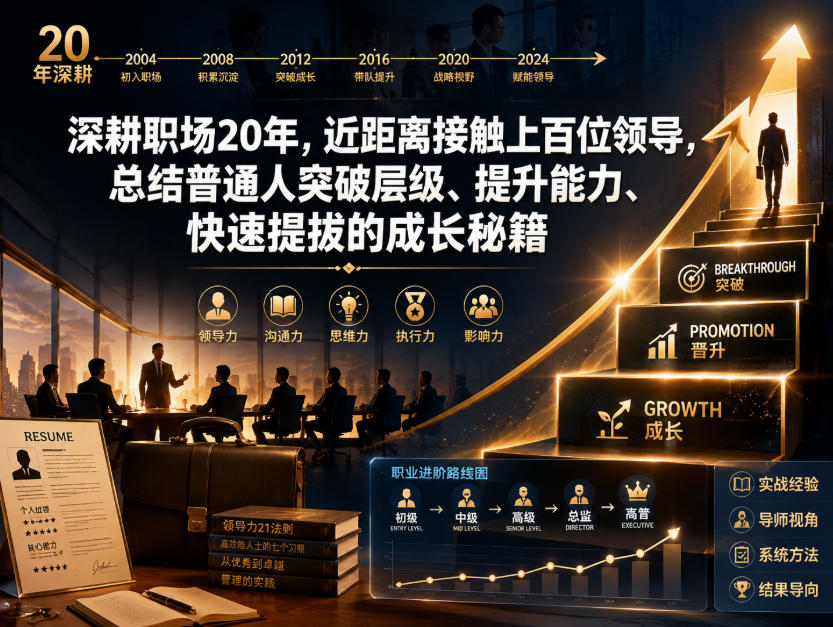 付费文章：深耕职场20年，近距离接触上百位领导，总结普通人突破层级、提升能力、快速提拔的成长秘籍(全网独家干货)-智富思维学堂
