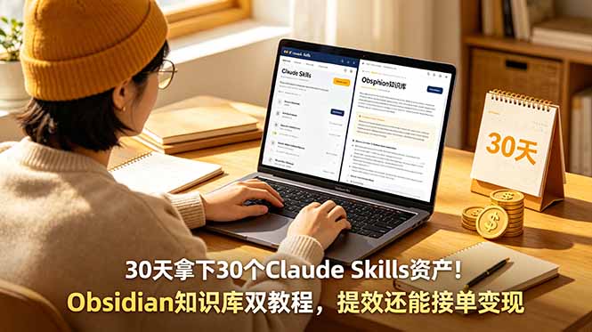 30天拿下30个Claude Skills资产！Obsidian知识库双教程，提效还能接单变现-智富思维学堂
