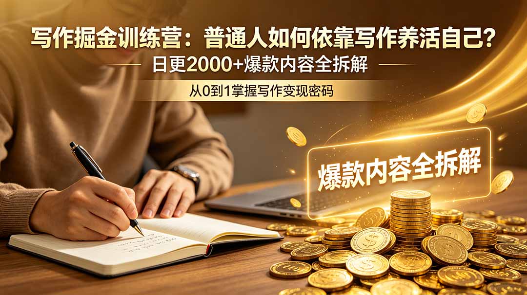 写作掘金训练营：普通人如何依靠写作养活自己？日更2000+爆款内容全拆解-智富思维学堂