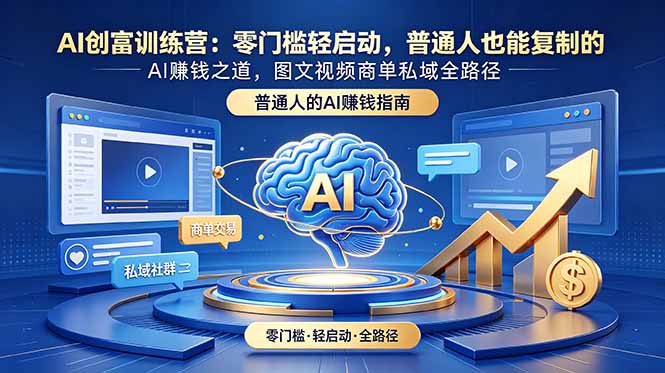 AI创富训练营：零门槛轻启动，普通人也能复制的AI赚钱之道，图文视频商单私域全路径-智富思维学堂