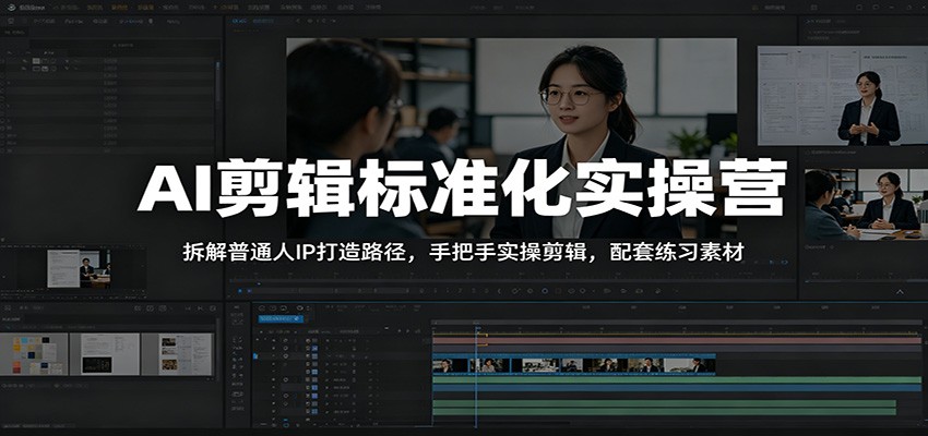 AI剪辑标准化实操营：拆解普通人IP打造路径，手把手实操剪辑，配套练习素材-智富思维学堂
