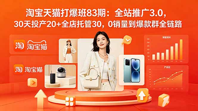 2026淘宝天猫打爆班83期：全站推广3.0，30天投产20+全店托管30，0销量到爆款群全链路-智富思维学堂