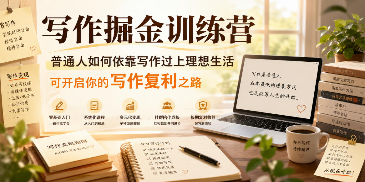 写作掘金训练营，普通人如何依靠写作过上理想生活，可开启你的写作复利之路(更新6月)-智富思维学堂