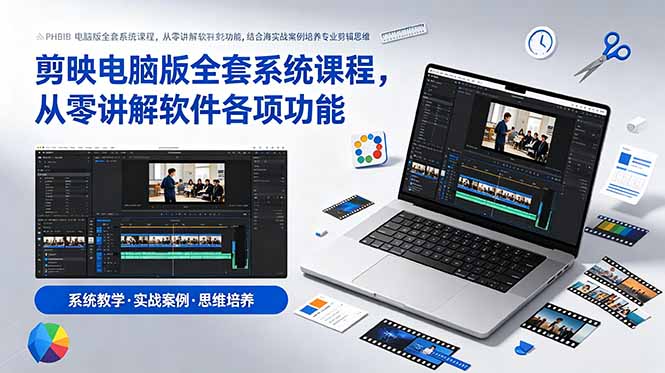 剪映电脑版全套系统课程,从零讲解软件各项功能,结合海量实战案例培养专业剪辑思维-智富思维学堂