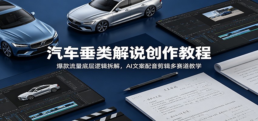 汽车垂类解说创作教程：爆款流量底层逻辑拆解，AI文案配音剪辑多赛道教学-智富思维学堂