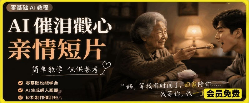 AI催泪戳心亲情短片,零基础AI教程,简单教学仅供参考-智富思维学堂