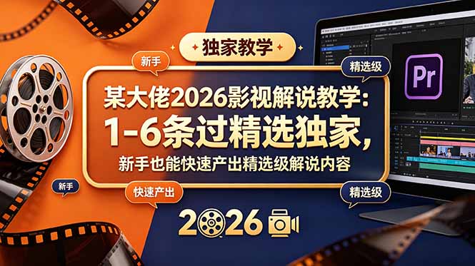 某大佬2026影视解说教学:1-6条过精选独家,新手也能快速产出精选级解说内容-智富思维学堂