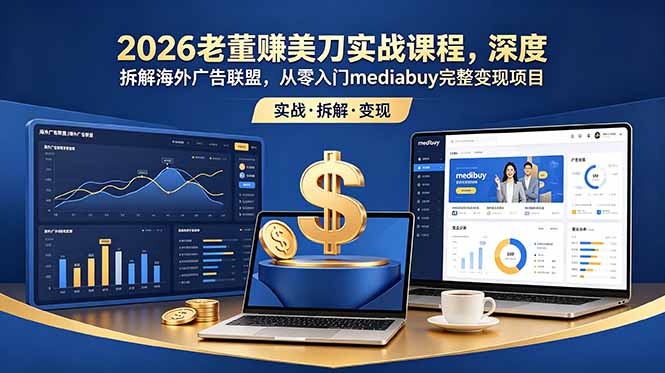 2026老董赚美刀实战课程，深度拆解海外广告联盟，从零入门mediabuy完整变现项目-智富思维学堂