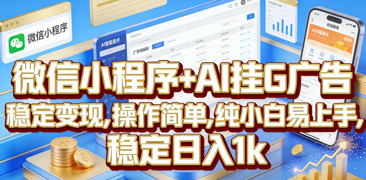 微信小程序+AI挂G广告,稳定变现,操作简单,纯小白易上手,稳定日入1k【揭秘】-智富思维学堂