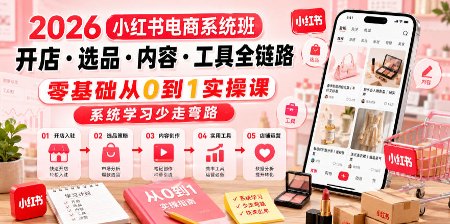 2026小红书电商系统班开店・选品・内容・工具全链路，零基础从0到1实操课，系统学习少走弯路-智富思维学堂