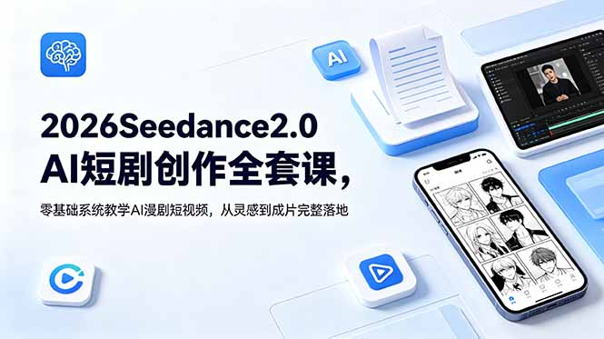 2026Seedance2.0AI短剧创作全套课,零基础系统教学AI漫剧短视频,从灵感到成片完整落地-智富思维学堂