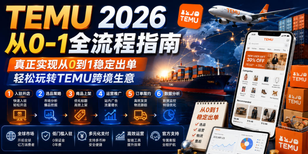 TEMU 2026从0-1全流程指南,真正实现从0到1稳定出单,轻松玩转TEMU跨境生意-智富思维学堂
