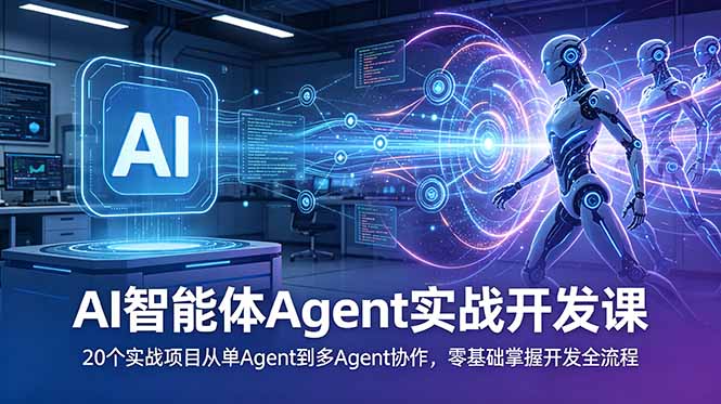 AI智能体Agent实战开发课：20个实战项目从单Agent到多Agent协作，零基础掌握开发全流程-智富思维学堂