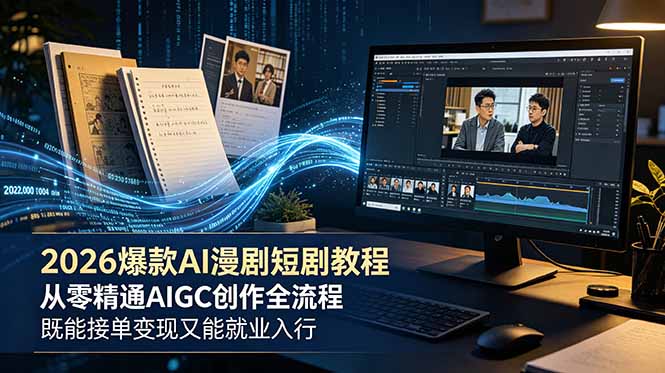 2026 爆款 AI 漫剧短剧教程 从零精通 AIGC 创作全流程 既能接单变现又能就业入行-智富思维学堂