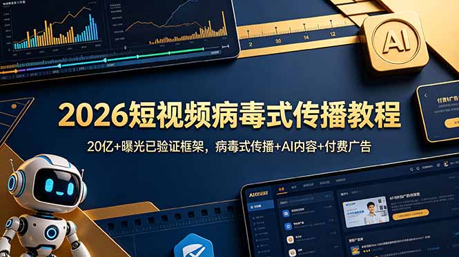 2026短视频病毒式传播教程:20亿+曝光已验证框架,病毒式传播+AI内容+付费广告-智富思维学堂