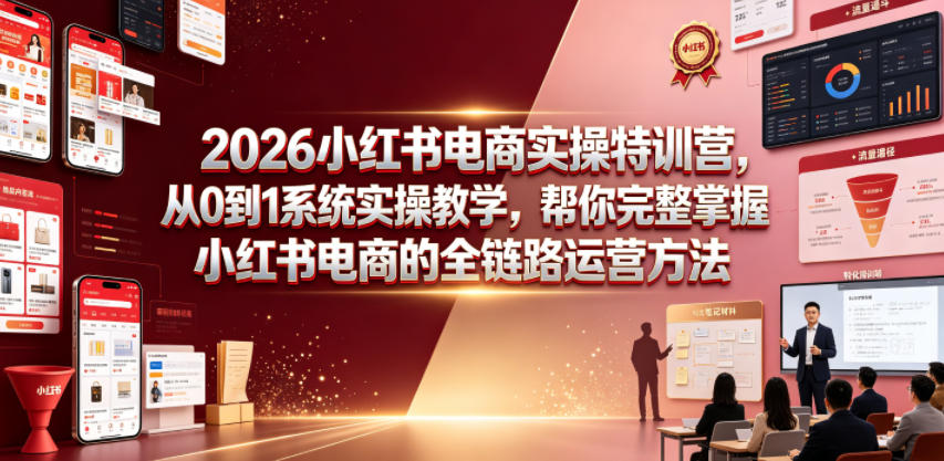 2026小红书电商实操特训营,从0到1系统实操教学,帮你完整掌握小红书电商的全链路运营方法-智富思维学堂