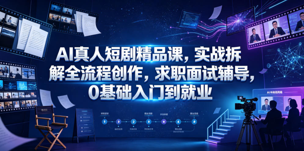 AI真人短剧精品课，实战拆解全流程创作，求职面试辅导，0基础入门到就业-智富思维学堂