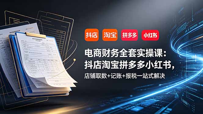 电商财务全套实操课:抖店淘宝拼多多小红书,店铺取数+记账+报税一站式解决-智富思维学堂