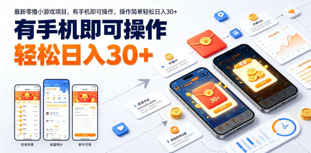 最新零撸小游戏项目，有手机即可操作，操作简单轻松日入30+-智富思维学堂