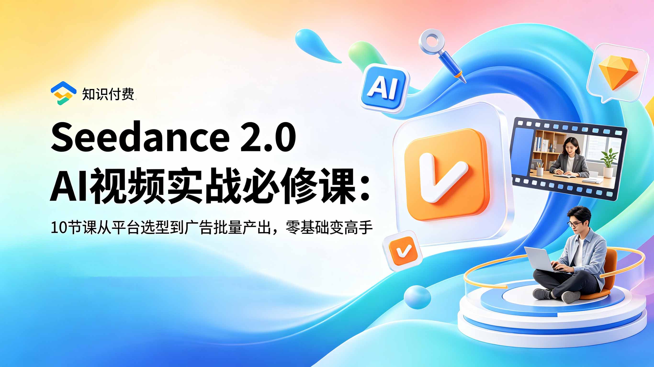 Seedance 2.0 AI视频实战必修课:10节课从平台选型到广告批量产出,零基础变高手-智富思维学堂