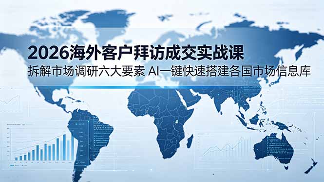 2026海外客户拜访成交实战课:拆解市场调研六大要素,AI一键快速搭建各国市场信息库-智富思维学堂
