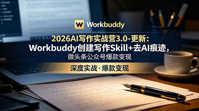 2026AI写作实战营3.0-更新：Workbuddy创建写作Skill+去AI痕迹，微头条公众号爆款变现-智富思维学堂