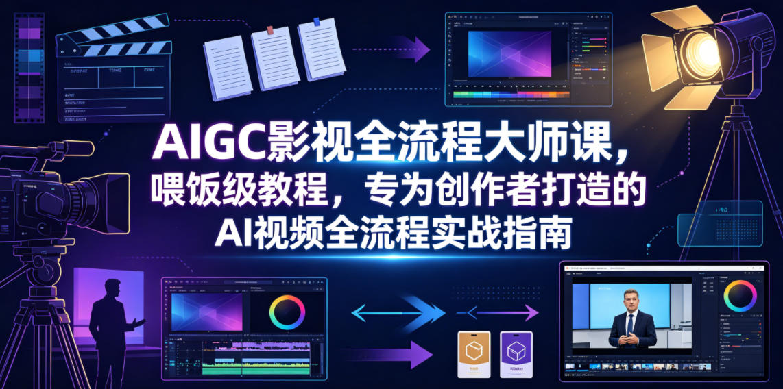 AIGC影视全流程大师课,喂饭级教程,专为创作者打造的AI视频全流程实战指南-智富思维学堂