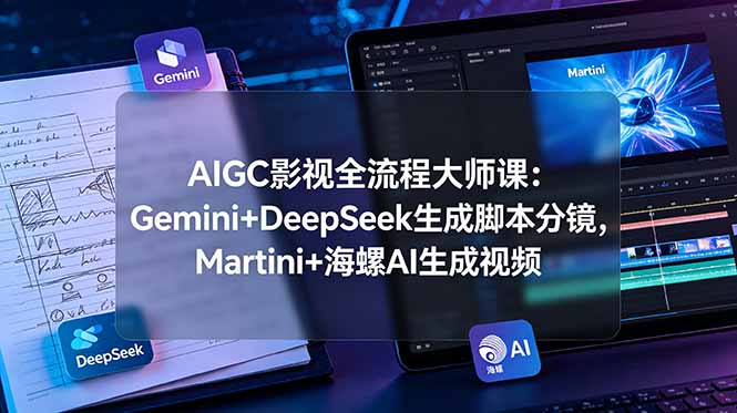 AIGC影视全流程大师课:Gemini+DeepSeek生成脚本分镜,Martini+海螺AI生成视频-智富思维学堂