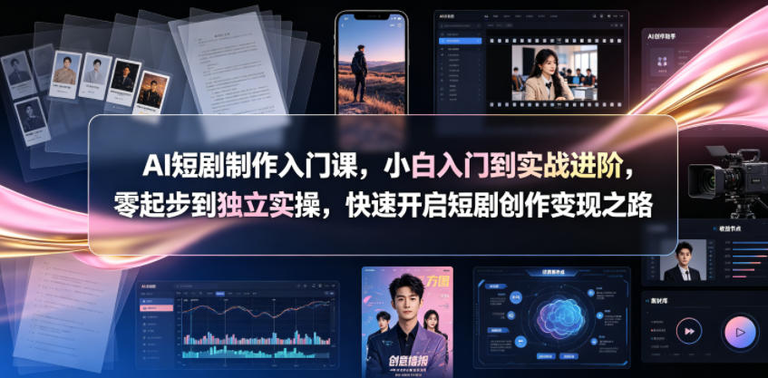 AI短剧制作入门课,小白入门到实战进阶,零起步到独立实操,快速开启短剧创作变现之路-智富思维学堂