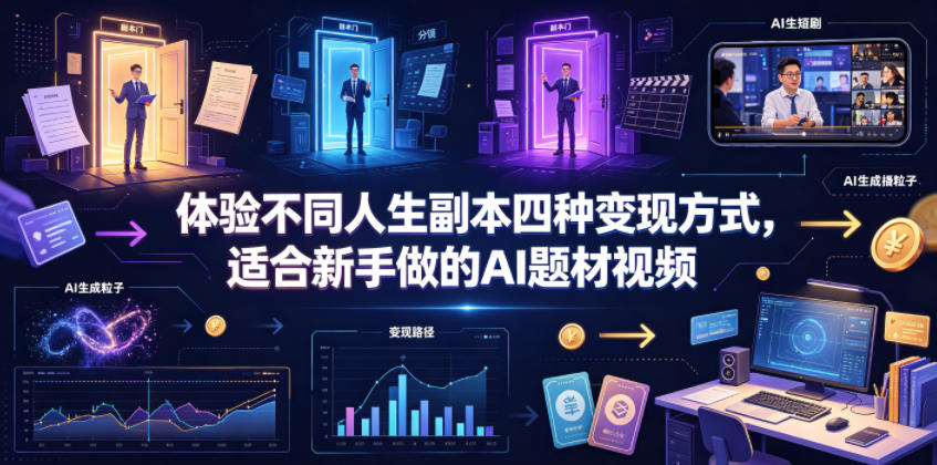 体验不同人生副本四种变现方式，适合新手做的AI题材视频-智富思维学堂