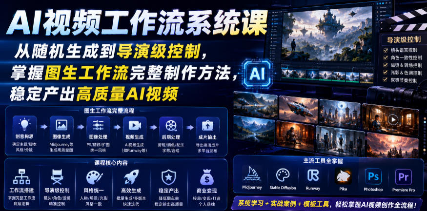 AI视频工作流系统课，从随机生成到导演级控制，掌握图生工作流完整制作方法，稳定产出高质量AI视频-智富思维学堂