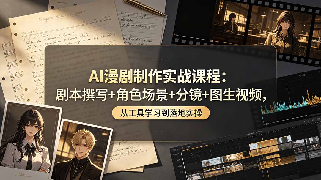 AI漫剧制作实战课程：剧本撰写+角色场景+分镜+图生视频，从工具学习到落地实操-智富思维学堂