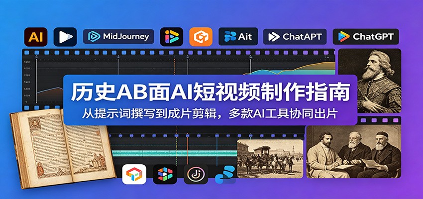 历史AB面AI短视频制作指南：从提示词撰写到成片剪辑，多款AI工具协同出片-智富思维学堂