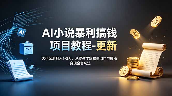 AI小说暴利搞钱项目教程-更新，大佬亲测月入1-3万，从零教学短故事创作与投稿变现全套玩法-智富思维学堂