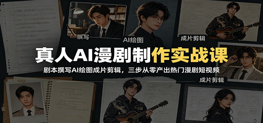 真人AI漫剧制作实战课：剧本撰写AI绘图成片剪辑，三步从零产出热门漫剧短视频-智富思维学堂