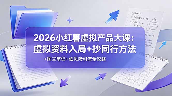 2026小红薯虚拟产品大课:虚拟资料入局+抄同行方法+图文笔记+低风险引流全攻略-智富思维学堂