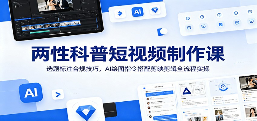 两性科普短视频制作课：选题标注合规技巧，AI绘图指令搭配剪映剪辑全流程实操-智富思维学堂