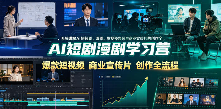 AI短剧漫剧学习营，系统讲解AI短剧、漫剧、影视预告片、爆款短视频与商业宣传片的创作全流程-智富思维学堂