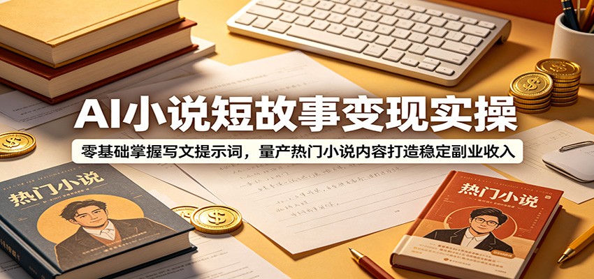 AI小说短故事变现实操：零基础掌握写文提示词，量产热门小说内容打造稳定副业收入-智富思维学堂