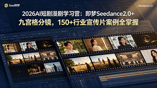 2026AI短剧漫剧学习营:即梦Seedance2.0+九宫格分镜,150+行业宣传片案例全掌握-智富思维学堂
