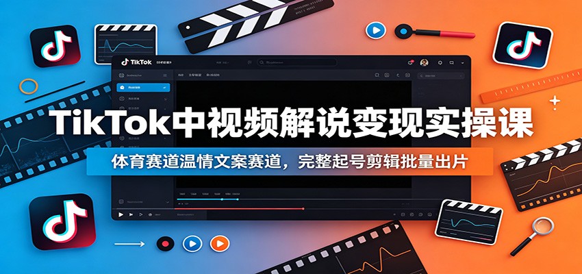 TikTok中视频解说变现实操课：体育赛道温情文案赛道，完整起号剪辑批量出片-智富思维学堂
